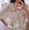 CEENIU情侶睡衣夏季2025年新款冰絲短袖高級(jí)感可外穿寬松男女家居服套裝 情侶睡衣【水墨-女】 L 曬單實(shí)拍圖