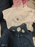 嘟嘟家女寶寶背帶褲套裝夏裝女小童短袖短褲兩件套女童可愛洋氣童裝 白色+牛仔藍(lán) 100 曬單實拍圖