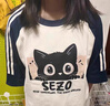 Jret美式復(fù)古插肩短袖t恤女大童夏季初中高中學(xué)生寬松半袖上衣 266-藏青拼杏【夏天上衣/大碼/正 L 曬單實(shí)拍圖
