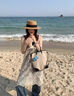 微光里法式平頂復(fù)古休閑小禮帽草帽沙灘帽女夏天海邊遮陽帽大檐草編帽子 英倫復(fù)古編織草帽【卡其色黑帶】 曬單實拍圖