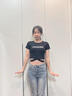 勤記高個(gè)子爵士舞服裝女上衣黑色短款露肚臍t恤女短袖2025夏季新款純 黑色[時(shí)髦/氣質(zhì)/心機/女孩/ S90斤以下 均碼 曬單實(shí)拍圖