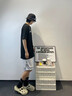 倉石一樹 KAZUKI KURAISHI潮牌韓版休閑短褲男士2025夏季簡約時尚寬松壓花五分褲潮 白色 3XL 曬單實拍圖