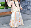 羅蒙女童漢服新中式古裝秋款國風(fēng)馬面裙演出服 漢服蜜桃粉三件套 140 曬單實拍圖
