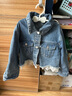 ASK JUNIOR女童外套2026春季牛仔外套翻領(lǐng)拼接蕾絲兒童休閑外套 曬單實(shí)拍圖
