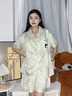 貓人冰絲涼感睡衣女士夏季帶胸墊短袖三件套裝可外穿夏天睡褲家居服 優(yōu)雅紫 【冰絲涼感】 L 【155-165cm/約100-115斤】 曬單實拍圖