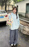 矜持范衛(wèi)衣女韓系學院風撞色拼接連帽秋季寬松小個子休閑百搭上衣 藍色 【320克薄款】 L 曬單實拍圖