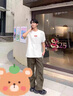 安初夏美式純棉字母刺繡短袖t恤男2025夏季高街圓領(lǐng)上衣休閑百搭情侶裝 白灰色【重工刺繡】 高質(zhì)量 L 建議100-120斤 曬單實拍圖