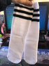 JIOESC三條杠襪子中筒襪女學(xué)生襪jk小腿襪夏季襪子運(yùn)動長襪足球襪長筒襪 白色1雙+黑色1雙 均碼 【建議身高90-120cm】 曬單實(shí)拍圖