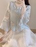 丹珠娜（DanZhuNa）新中式連衣裙女裝春季2025夏季新款國風(fēng)套裝絕美漢服改良版長裙子 藍(lán)色上衣+白色裙子 XL 曬單實(shí)拍圖