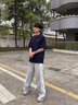 COZOK排扣褲男女半開(kāi)扣秋冬季潮流寬松運動(dòng)九分闊腿直筒褲休閑褲子女 字母_半開(kāi)紐扣褲[黑色] M _建議85~95斤斤 曬單實(shí)拍圖