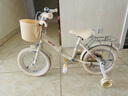 永久兒童自行車3-6-10歲可折疊小孩單車男女孩腳踏車寶寶童車自行車 奶油色-折疊/輻條輪 加粗閃光輪 14寸(建議身高90-105cm) 曬單實(shí)拍圖
