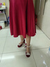 劉潮布鞋結婚紅色結婚鞋新娘花朵絕美秀禾服婚紗兩穿圓頭粗跟鞋女2024新 酒紅色 35 曬單實(shí)拍圖