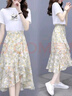 納琳雅碎花連衣裙女2025新款夏季女裝衣服A字雪紡半身裙子顯瘦t恤兩件套 圖片上衣+裙子【兩件套】 M 【85-100斤】 曬單實拍圖