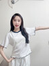 佐敘褶皺感波浪花邊圓領(lǐng)短袖女2025夏新款撞色獨(dú)特顯瘦百搭短款T恤女 白色 S （85-100斤） 曬單實(shí)拍圖
