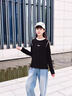 女童長(zhǎng)袖t恤早秋2025新款兒童韓系上衣修身洋氣女大童秋季打底衫 黑色 160 曬單實(shí)拍圖