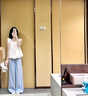 FSHE多巴胺休閑運動(dòng)套裝女秋季寬松顯瘦韓版學(xué)生無(wú)袖上衣闊腿褲兩件套 白色上衣+藍色長(cháng)褲 M 【建議80-95斤】 曬單實(shí)拍圖