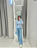 UR2025春季新款女裝復(fù)古休閑立體花朵釘珠牛仔長(zhǎng)褲UYU850023 藍(lán)色 26 曬單實(shí)拍圖