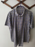 帝賓澤 大碼短袖襯衣寬松潮流加肥加大休閑格子純棉襯衫 藍格 4XL  曬單實(shí)拍圖
