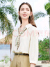 百圖betu女裝春夏新款襯衫時(shí)髦通勤V領(lǐng)可拆卸領(lǐng)帶襯衫女2403T38 米白 M 曬單實(shí)拍圖