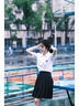 白襯衫女夏短袖jk制服套裝高中生初中生畢業(yè)服班服校服日系學(xué)院風(fēng) 女白短袖（刺繡)+藍短裙+細交叉 M 曬單實(shí)拍圖