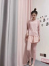 OEMG韓國分體泳衣女長(cháng)袖長(cháng)褲遮肚速干防曬浮潛水母衣情侶游泳衣沖浪服 粉色 A001粉漸變 M (5件套) 曬單實(shí)拍圖