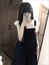邦伊芙2025夏季新款日系中大童復古設計感短袖上衣女童背帶連衣裙兩件套 襯衫+背帶裙【套裝】 150 建議135-145cm 曬單實(shí)拍圖