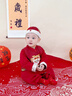 班喜迪嬰兒衣服秋裝嬰幼兒連體衣套裝寶寶周歲禮服春秋季喜慶新中式爬服 紅色 90 曬單實(shí)拍圖