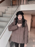 雅鹿時尚泡芙羽絨服女款2025新款加厚高蓬寬松顯瘦連帽可拆面包服 深棕咖 S 建議90-115斤 曬單實拍圖
