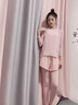 OEMG韓國分體泳衣女長(cháng)袖長(cháng)褲遮肚速干防曬浮潛水母衣情侶游泳衣沖浪服 粉色 A001粉漸變 M (5件套) 曬單實(shí)拍圖