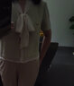菲妮迪品牌襯衫夏季新款百搭小香風(fēng)系帶領(lǐng)短袖時(shí)尚小衫上衣女 淺綠色 L 曬單實(shí)拍圖