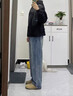 杉努微喇牛仔褲男士春秋季高街cleanfit直筒夏款寬松顯瘦柳葉彎刀褲子 113 黑色 L 曬單實(shí)拍圖