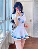 姬欲性感清純JK學生裝水手服主播空姐內(nèi)衣制服睡衣角色扮演攻速戰(zhàn)袍 圖片套裝+白藍學生襪 M 【80-110斤】 曬單實拍圖