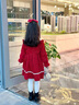 G.DUCKKIDS小黃鴨女童連衣裙秋冬女寶寶公主裙兒童裙子長袖加絨娃娃領(lǐng)珍珠裙 春秋款-紅色 120 cm 曬單實拍圖