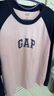 Gap男女裝2025春季新款印花logo撞色純棉插肩袖寬松長袖T恤725630 粉色 S (165/88A)亞洲尺碼 曬單實拍圖