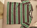 左西男童短袖T恤兒童夏季2026新款男孩條紋半袖大童上衣潮 綠色條 130 曬單實(shí)拍圖
