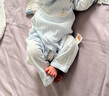 貝瑞加（Babyprints）嬰兒連體衣2件裝寶寶夏季衣服純棉哈衣薄款家居爬服護肚 藍黃59 曬單實拍圖