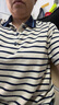 EIN言?；陾l紋撞色POLO領(lǐng)文藝休閑寬松短袖T恤上衣女2025夏季新款 墨藍(lán) M 曬單實(shí)拍圖