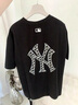 MLB官方 男女情侶背標老花大LOGO短袖休閑圓領(lǐng)T恤25夏季新款TSM06 紐約洋基隊/黑色 L 曬單實(shí)拍圖