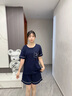 葉盼（yepan）萊卡棉睡衣女士夏季短袖短褲夏天薄款寬松大碼休閑女款家居服套裝 88023-雅黑 2XL (170) ：建議140-160斤穿著 曬單實拍圖