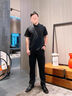Walker Shop品牌運(yùn)動(dòng)休閑套裝男士商務(wù)短袖翻領(lǐng)高端絲滑無(wú)痕壓膠冰絲兩件套 黑色 2XL【建議160-175斤】 曬單實(shí)拍圖