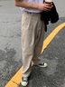 我是大衛淺卡其色休閑直筒褲男士2025新款日系原宿風(fēng)穿搭小眾寬松闊腿褲子 淺卡其色 L 曬單實(shí)拍圖
