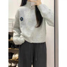 DGOV設(shè)計(jì)感灰色拉鏈高領(lǐng)毛衣外套女秋季小個(gè)子寬松短款針織開衫女上衣 灰色 【版】 S 建議75-95斤 曬單實(shí)拍圖