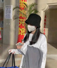 QGF純棉打底T恤女新款chic純色設計感寬松百搭休閑學(xué)生情侶長(cháng)袖上衣 白色 L 曬單實(shí)拍圖