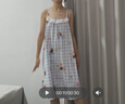 果殼（Gukoo）睡裙女夏季新款派對小狗純棉格紋女士家居服吊帶睡裙 海水藍 S  曬單實拍圖