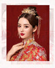 締晶新娘秀禾服頭飾金色鳳冠新中式結(jié)婚流蘇發(fā)飾高檔皇冠耳環(huán)套裝配飾 曬單實(shí)拍圖