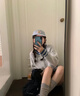 DGOV針織衫女2025新款毛衣女短款寬松圓領(lǐng)慵懶針織條紋外套拉鏈外套女 粉色 S 建議80-95斤 曬單實(shí)拍圖