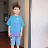 猴兄仔童裝男童短袖套裝夏季男孩休閑t恤牛仔短褲兩件套中大兒童夏裝潮8 藍色 140 (建議身高130CM左右) 曬單實(shí)拍圖