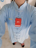 李寧（LI-NING）太極服夏季高彈牛奶絲太極拳八段錦太極練功服裝中國(guó)風(fēng)武術(shù)表演服 李寧-長(zhǎng)袖藍(lán)色 M身高165-170cm體重130-140斤 曬單實(shí)拍圖