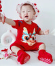 G. DUCKKIDS純棉連體衣滿月嬰兒衣服夏季男寶寶包屁衣周歲百天拍照服裝中國風(fēng) 紅色純棉短袖龍 120克 90cm 曬單實(shí)拍圖