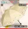 天堂傘黑膠太陽(yáng)傘防曬防紫外線(xiàn)女士小巧晴雨兩用遮陽(yáng)傘雙人超輕折疊雨傘 香檳色 曬單實(shí)拍圖
